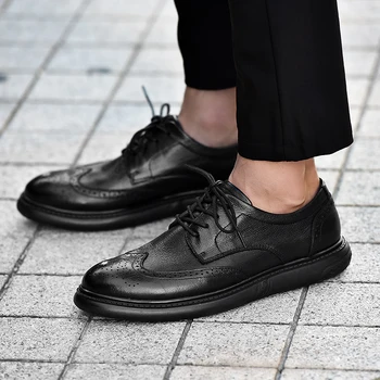Повседневные Итальянские Лоферы, Мужская обувь, Свадебные Мужские модельные туфли Bullock, Официальная обувь из Натуральной Кожи для мужчин, роскошная мужская обувь На платформе