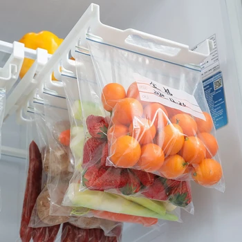 Подвесной зажим для хранения в холодильнике Выдвижной лоток Под полкой Ящик Органайзер для хранения с герметичными пакетами Стеллаж для хранения сумок на молнии