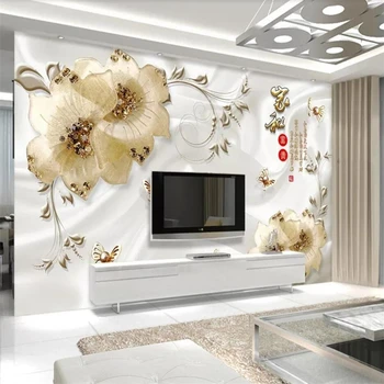 Пользовательские обои 3d фотообои роскошный дом papel de parede и 3D украшения с бриллиантами и цветами ТВ фон обои из папье-маше