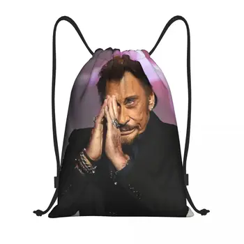 Пользовательские сумки Rock Johnny Hallyday с завязками для женщин и мужчин, легкий рюкзак для хранения музыки французского певца, спорта и спортзала