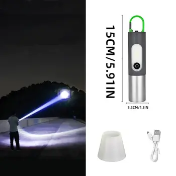 Портативный мини-фонарик с сильным освещением, USB-перезаряжаемый брелок, рабочий фонарь для кемпинга на открытом воздухе, светодиодный фонарик, Водонепроницаемая лампа-факел