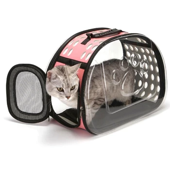 Прозрачная сумка-переноска для домашних животных, открывающаяся сбоку, легкий чехол-переноска, складная переноска для домашних животных для маленьких кошек и собак Q84D