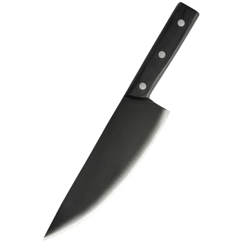 Профессиональный нож шеф-повара Qing, японский кухонный нож из нержавеющей стали черного цвета, острый нож для нарезки мяса с деревянной ручкой
