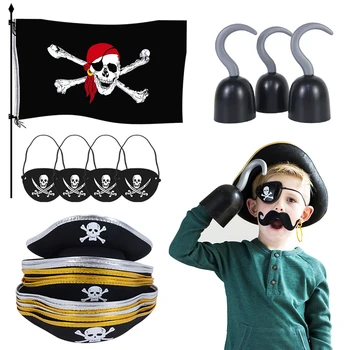Реквизит для костюма Пиратского капитана, Крючок для пиратской шляпы, Воздушные шары с флажками для Хэллоуина, Принадлежности для украшения детского Дня рождения.