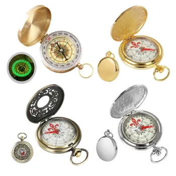 Ретро походный навигационный компас в стиле ретро, винтажный светящийся карманный компас, подарок для детей, водонепроницаемые карманные часы, компас, уличный инструмент