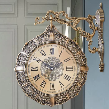 Роскошные Настенные Часы Винтажные Бесшумные Двухсторонние Золотые Часы Американские Стильные Reloj De Pared Украшение Гостиной GPF50YH