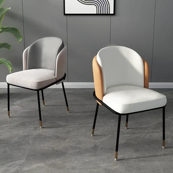 Роскошные обеденные стулья с поддержкой спинки, черные металлические ножки, скандинавские дизайнерские удобные стулья, одноместные, Relax Sillas, украшения интерьера