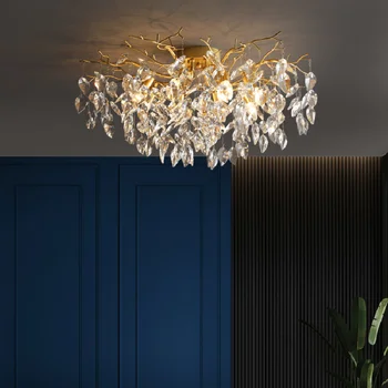 Роскошные хрустальные люстры с золотыми ветвями в гостиной и спальне с декоративными люстрами со светодиодной подсветкой