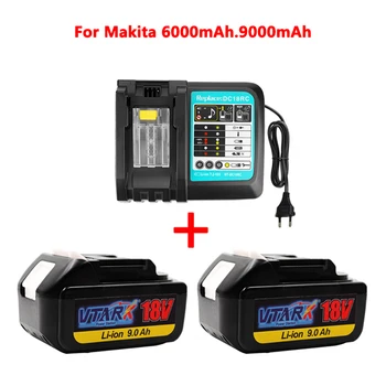 С Зарядным устройством BL1860 Аккумуляторная Батарея 18 V 6-9 mAh Литий-ионная для Makita 18v Battery 6ah BL1840 BL1850 BL1830 BL1860B LXT400