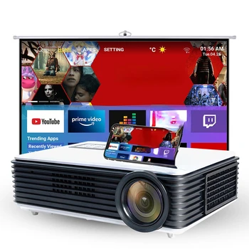 Светодиодный проектор 1080P Full HD, WIFI Android Projetor, родной домашний кинотеатр 1920 x 1080P 3D для офиса, дома, школы