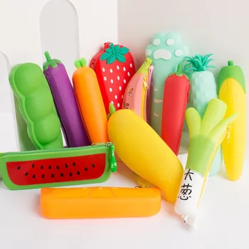 силиконовый пенал для фруктов и овощей на молнии Силиконовая Водонепроницаемая детская сумка для хранения фруктов и овощей, пенал для карандашей