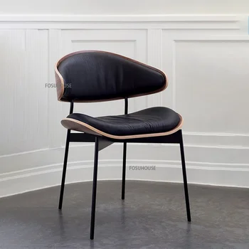 Скандинавские обеденные стулья из массива дерева для кухни, мебель для дома, дизайнерский стул для творчества, отдыха, Минималистичный Кожаный обеденный стул