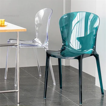 Скандинавский акриловый Прозрачный обеденный стул для кухни, бытовой Креативный хрустальный стул, стулья для макияжа, Пластиковый обеденный стул для отдыха