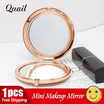 Складное портативное мини-зеркало для макияжа, Круглое косметическое зеркало, Модное зеркало из нержавеющей стали, Двухсторонние Компактные маленькие зеркала Для женщин и девочек