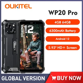 Смартфон Oukitel WP20 PRO Открытый Дешевый 6300 мАч Android 12 Мобильных Телефонов 4 ГБ оперативной ПАМЯТИ 64 ГБ Пзу 20 Мп Водонепроницаемый Прочный Мобильный Телефон