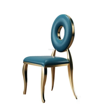 Современные американские обеденные стулья из нержавеющей стали, креативная мебель для столовой, Простой домашний гостиничный обеденный стул с дизайнерской спинкой