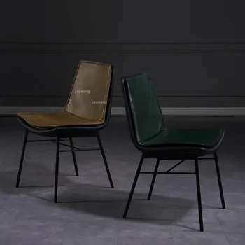 Современные кожаные обеденные стулья Домашняя простая спинка Креативный кухонный стул для отдыха Легкая Роскошная мебель для столовой ресторана