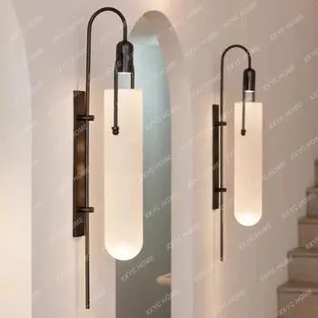 Современный дизайнерский настенный светильник для гостиной, бара, ресторана, спальни, кухни, прикроватной тумбочки, стеклянного светодиода, черного, скандинавского золотого настенного светильника