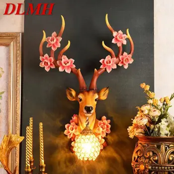 Современный настенный светильник DLMH с оленем, креативный декор в виде Цветов сливы, бра из смолы для дома, гостиной, спальни