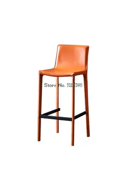 Современный простой барный стул в скандинавском стиле с бытовой спинкой, итальянский легкий роскошный барный стул на стойке регистрации, кожаное седло, высокий стул для отдыха