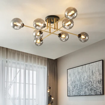 Современный Скандинавский дизайн Светодиодная люстра для гостиной спальни Столовой Кухни Потолочный подвесной светильник Gold Glass Ball G9 Light