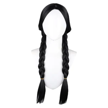 Среда Аддамс косплей парик термостойкие синтетические волосы карнавал Хэллоуин реквизит для вечеринки