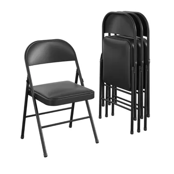 Стальной складной стул (4 шт.), черный мебельный акцент, Современный обеденный стол, обеденный стул, уличный стул и столик