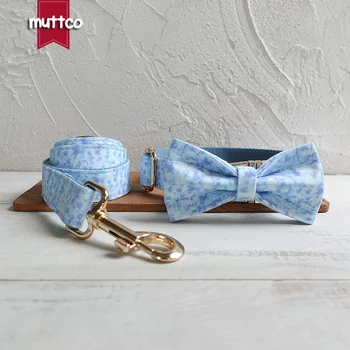 Уникальный собачий галстук-бабочка MUTTCO ошейник-поводок BLUE FIRE удобный для прогулок аксессуар для маленьких средних и крупных собак 5 размера UDC137J
