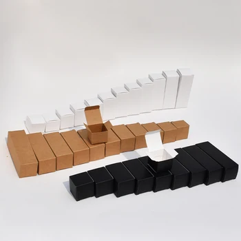 Упаковочная коробка из белого картона, подарочная упаковка для изготовления свечей из черного крафта, высота 3.5, 4.5, 5.5, 6.5, 7.5, 8.5, 9.5, 10.5 см, 50 шт.