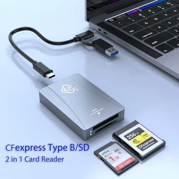 Устройство чтения SD-карт 2 в 1 CFexpress Type B USB 3.1 Gen 2 10 Гбит/с Алюминиевый Адаптер Карты памяти CFexpress Thunderbolt с 3 Портами Совместим
