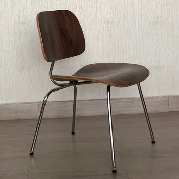 Фигурный стул из орехового дерева для Столовой На Ножках из нержавеющей стали, Ресторанная мебель для столовой Среднего возраста, Современная копия