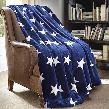 Фланелевое одеяло Star синебелого цвета Air для всех сезонов Диван-кровать в гостиной размера King-Size Одеяло для кондиционирования воздуха размера 