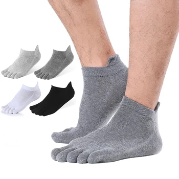 Хлопковые дышащие носки с забавными пальцами на пальцах, мужские короткие спортивные носки до щиколотки, Мягкие однотонные повседневные носки унисекс высокого качества