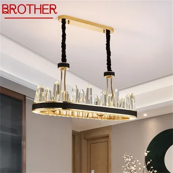Хрустальная люстра BROTHER, прямоугольная подвесная лампа в стиле постмодерн, домашний светодиодный кожаный светильник для гостиной, столовой