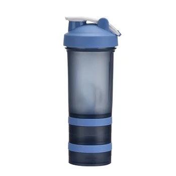 Чашка-блендер на 15 унций с ящиком для хранения, шейкер большой емкости из нержавеющей стали, герметичная Бутылка для воды для занятий спортом, фитнесом