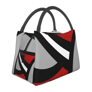 Четырехцветная Абстрактная изолированная сумка для ланча в винтажном геометрическом стиле, портативный кулер, термос для еды, ланч-бокс для кемпинга и путешествий на открытом воздухе