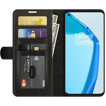 Чехол для OnePlus 9R 5G (6,55 дюйма) 2021 Чехол-бумажник для карт, стент-книжка, искусственная Кожа, Флип, Черный One Plus R9, OnePlus9R, 1 + 9 R