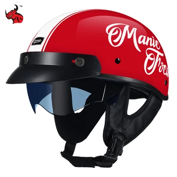 Шлем для езды на мотобайке, материал ABS, ретро Электрический мотошлем, Полушлем для взрослых, вместительное Мотоциклетное снаряжение