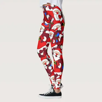 Штаны для йоги с 3D принтом Рождественского Санты, обтягивающие леггинсы на заказ для йоги, бега, пилатеса, женские праздничные брюки для йоги со снеговиком